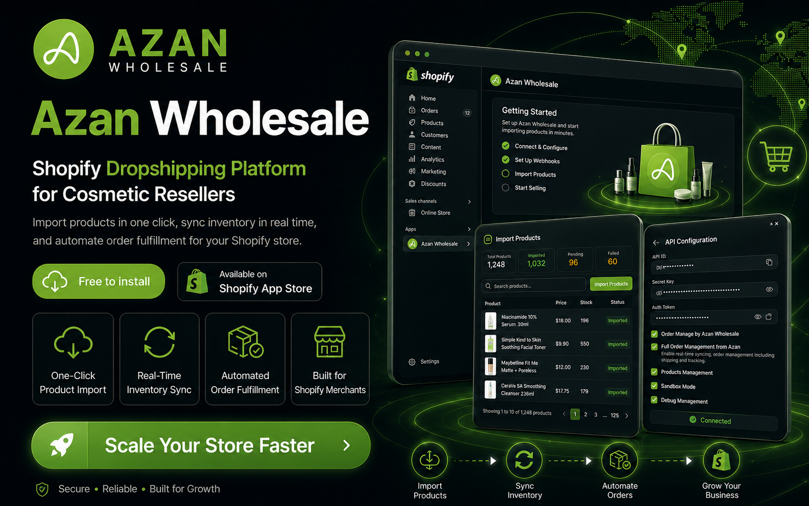 Azan Wholesale for Shopify project interface